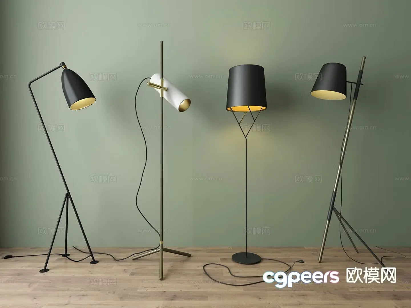 Industrial style floor lamp 3d model