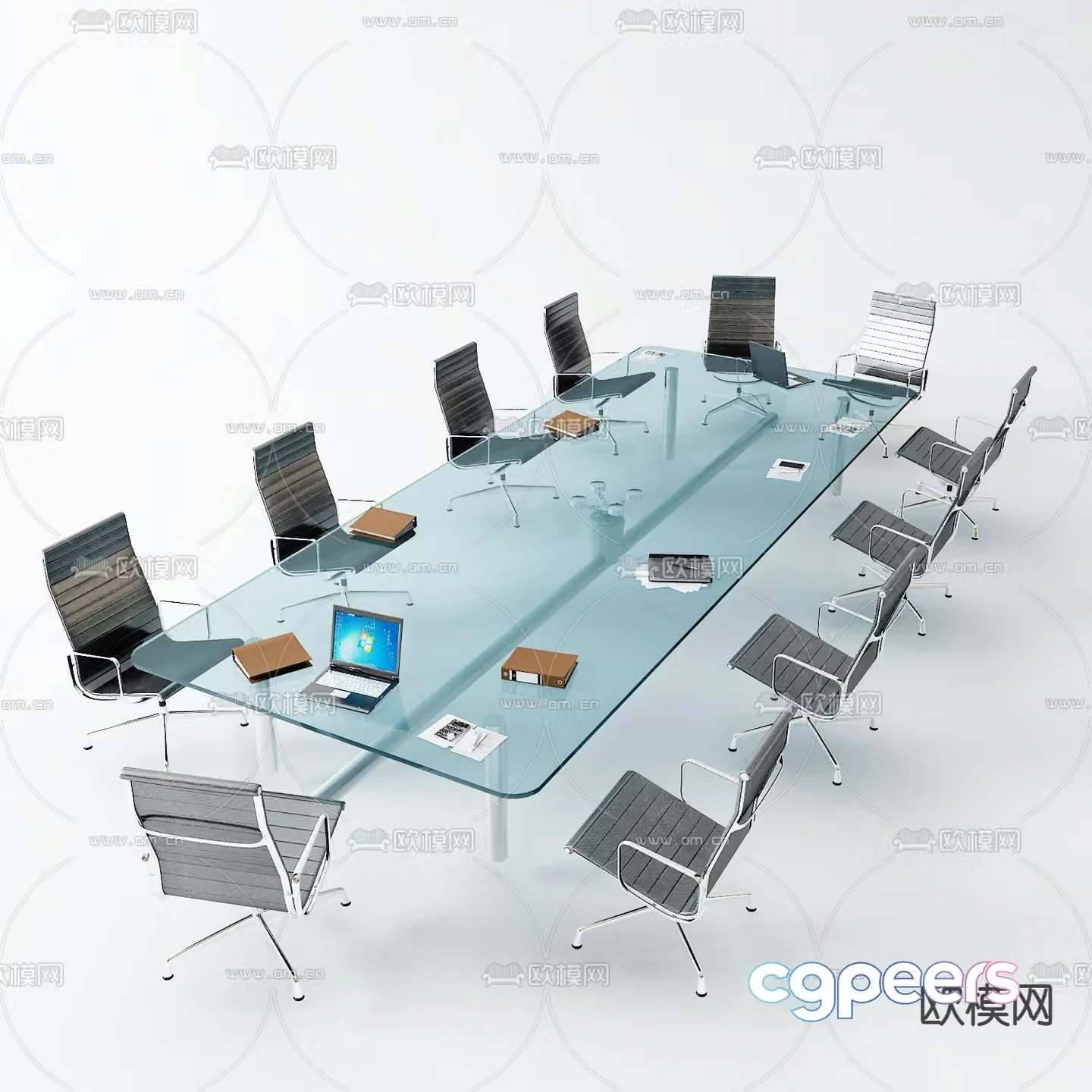 glass conference table conference table 3d model