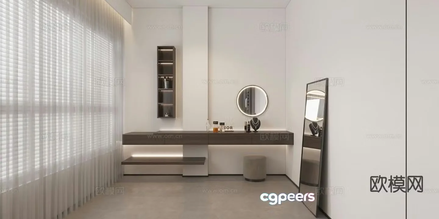 Modern built-in dressing table dressing table mirror 3d model