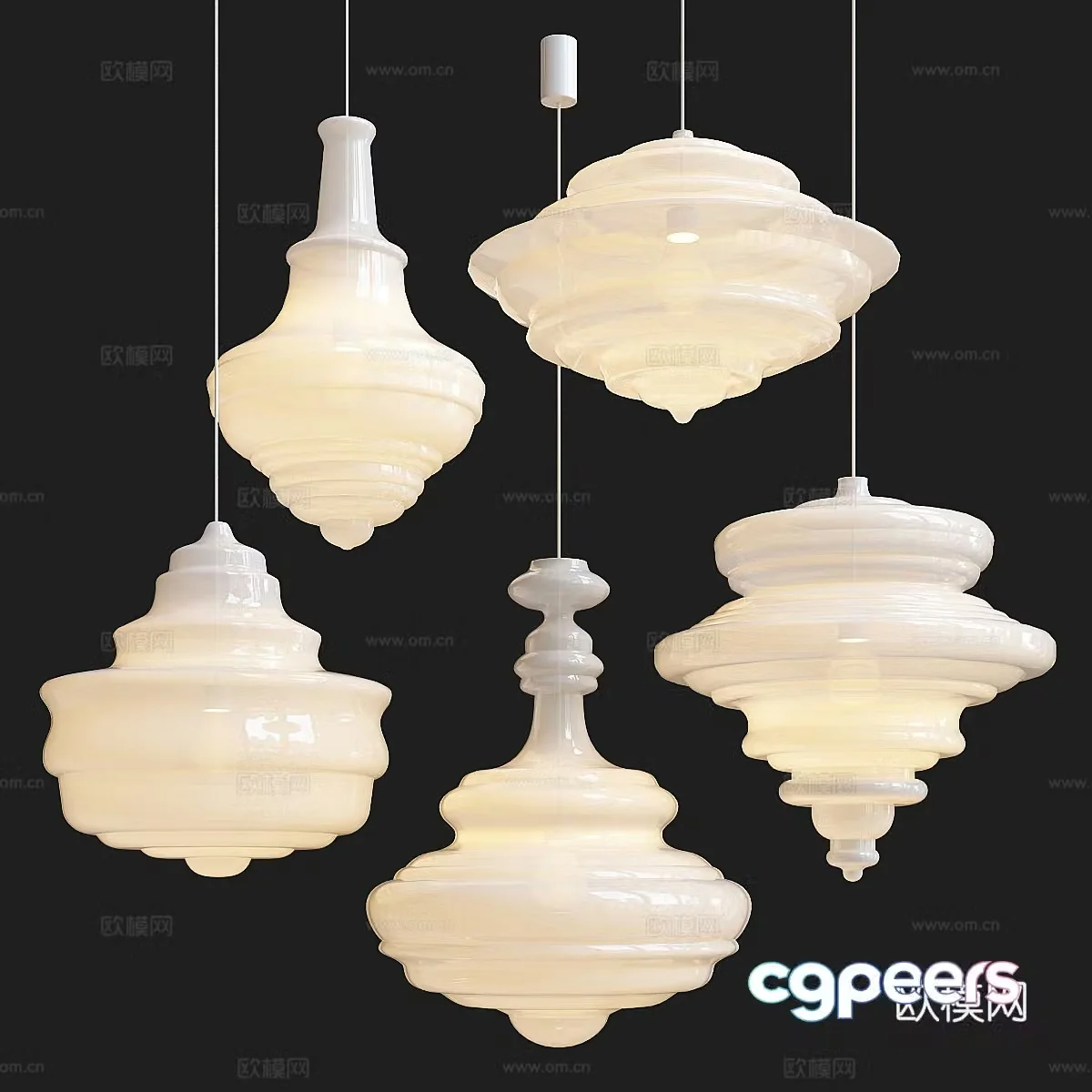 New Chinese style decorative chandelier 3D model