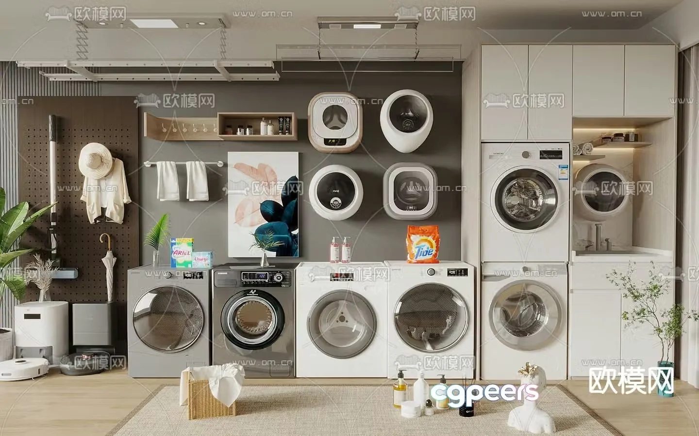 Washing Machine Wall Mounted Washing Machine Washing Machine Cabinet 3d Model