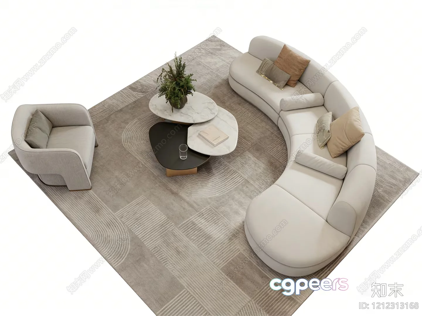 Modern Living Room 3D Model – 3899 – VRAY Render