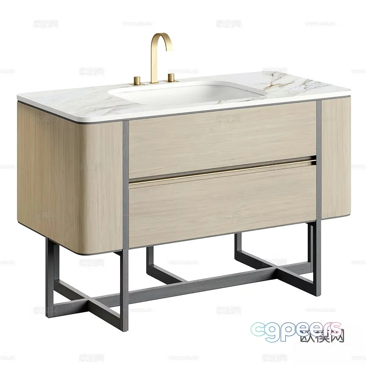 New Chinese -style pot cabinet bathroom cabinet 3D model