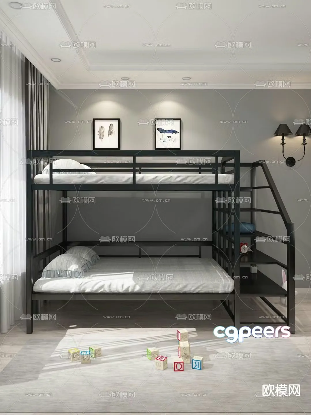 Dormitory bed bunk bed bunk bed 3d model