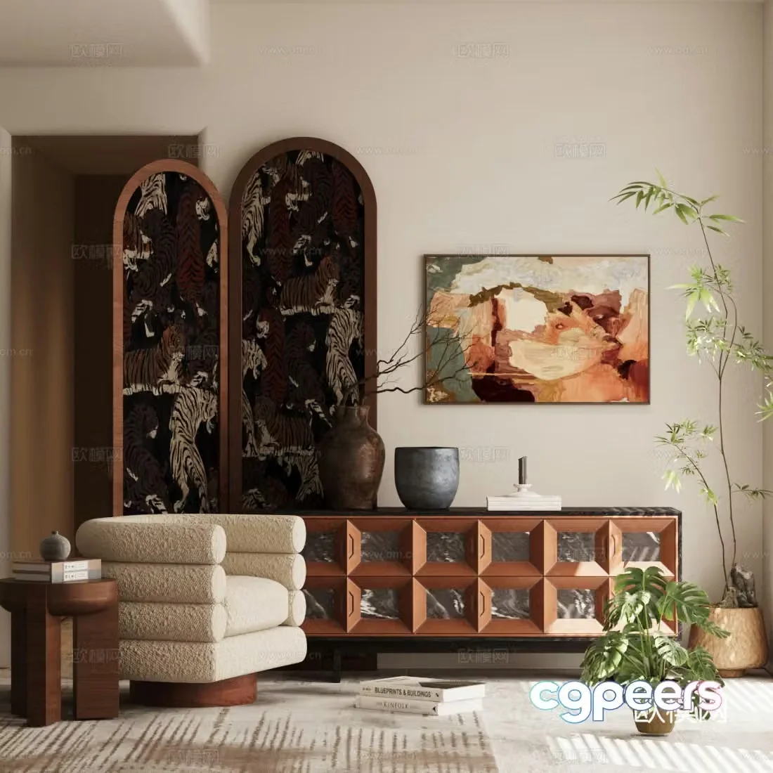 Middle-aged style chest cabinet Middle-aged style porch cabinet end view porch cabinet retro style decorative cabinet side cabinet 3D model