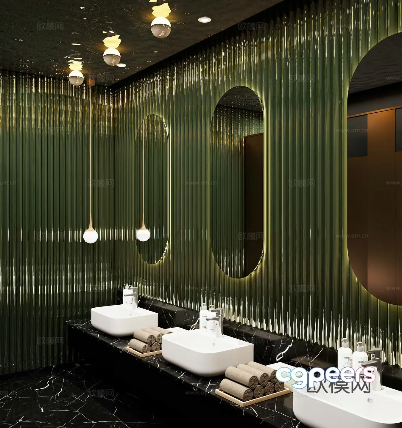 Light luxury public bathroom 3D model