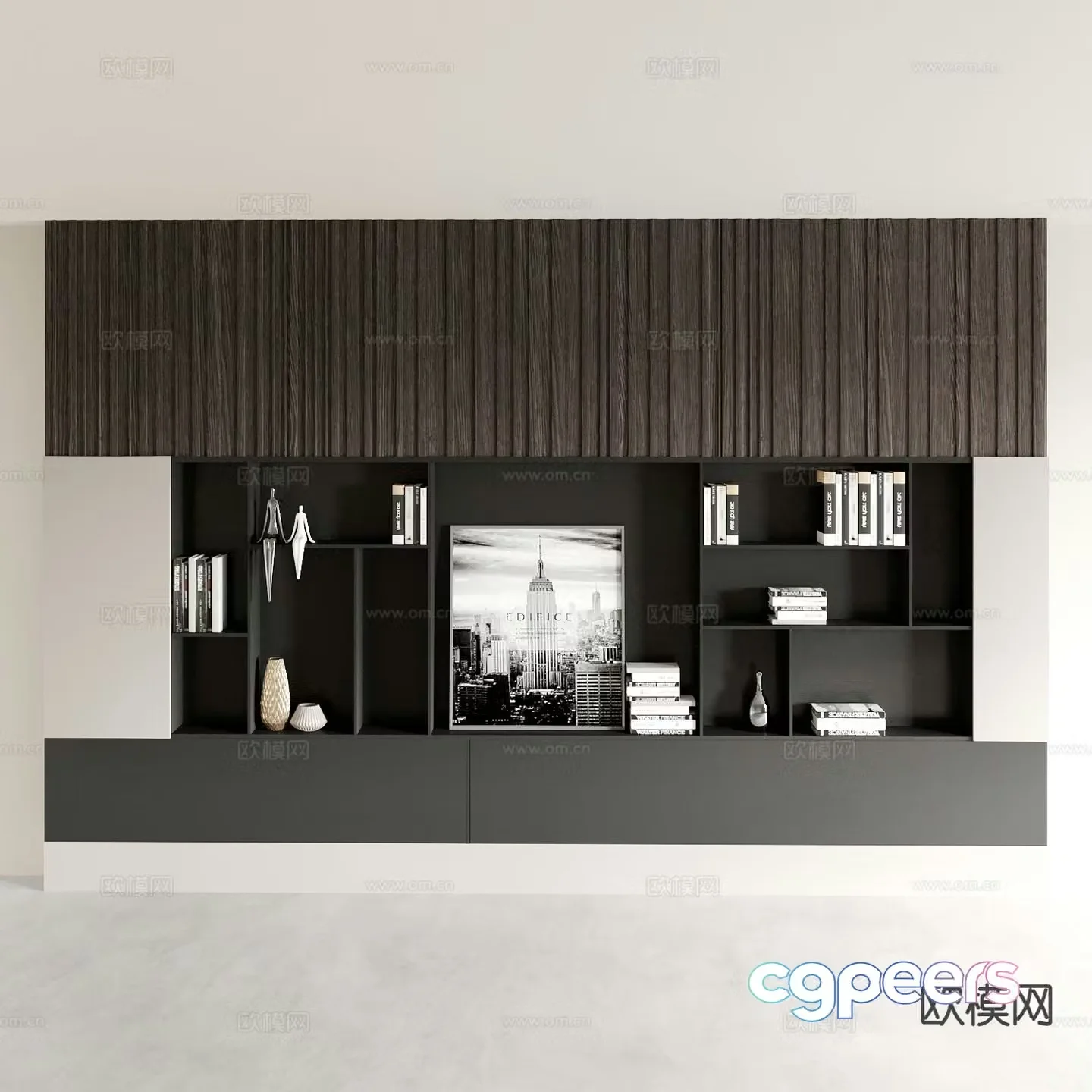 Modern bookcase display cabinet 3d model