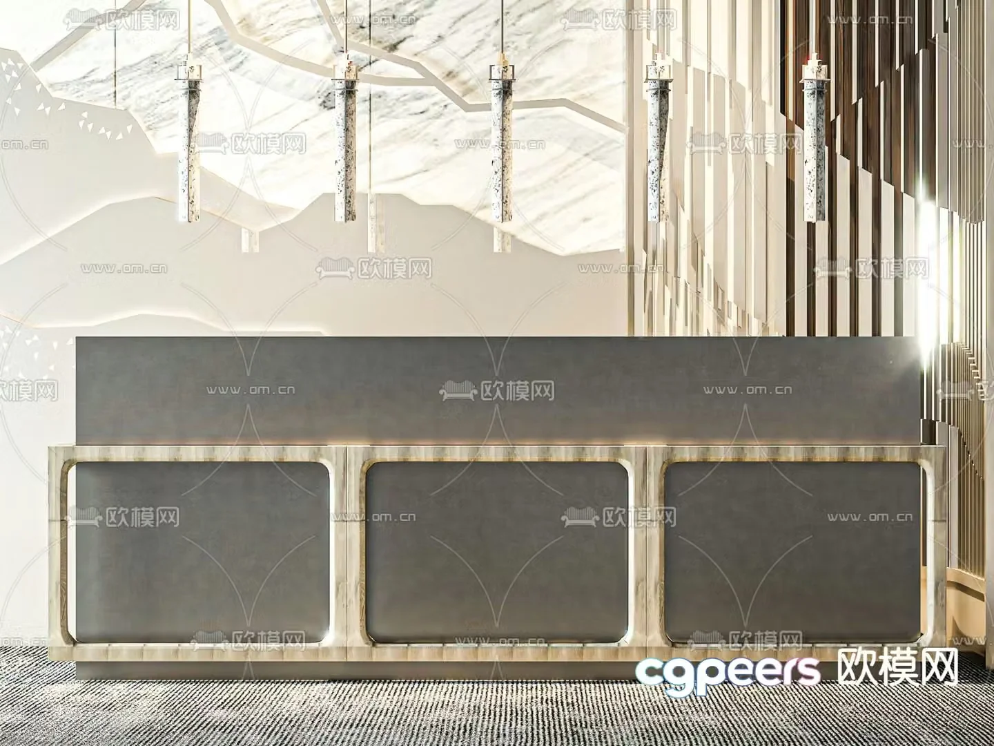 Front desk reception desk service desk 3d model
