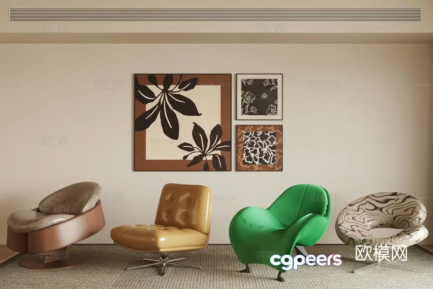 Medium style leisure chair retro style sofa chair single chair study leisure chair living room sofa chair 3d model