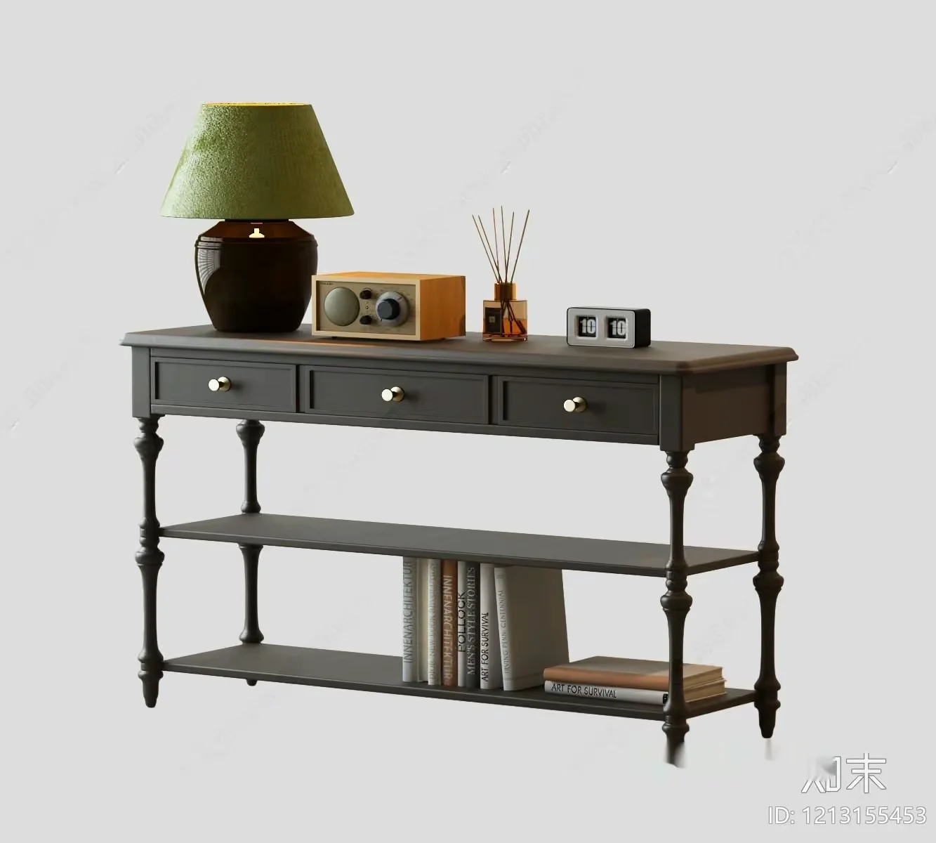A Console Table With A Shelf 3D Model – 4726 – VRAY Render