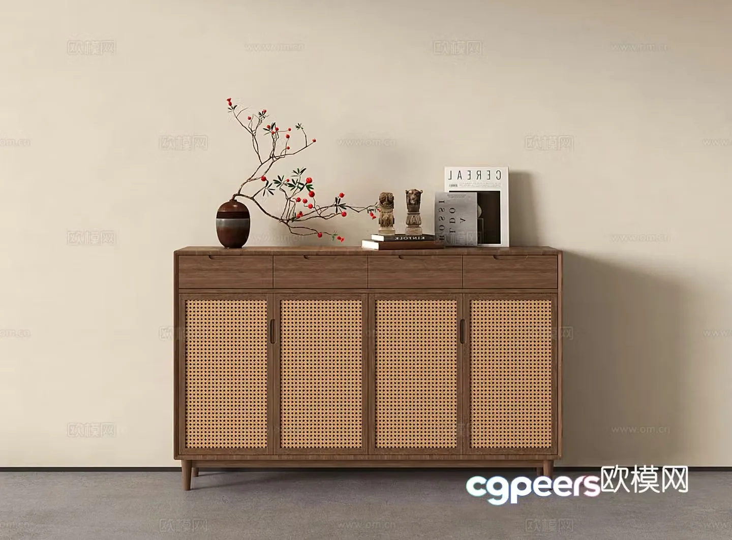 Wasabi Middle Style Side Cabinet Side Cabinet Decoration Cabinet Storage Cabinet 3D Model