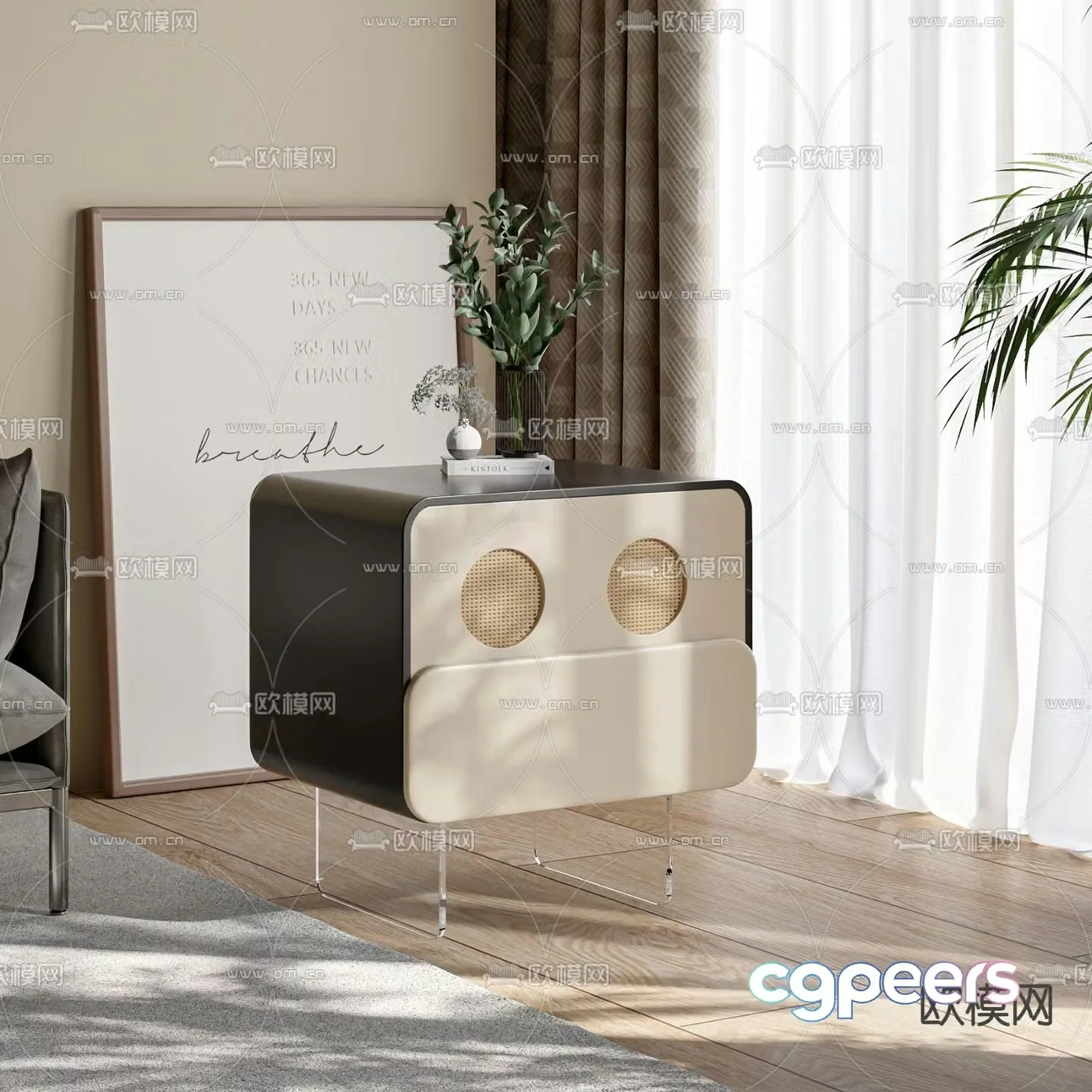Modern bedside table 3d model