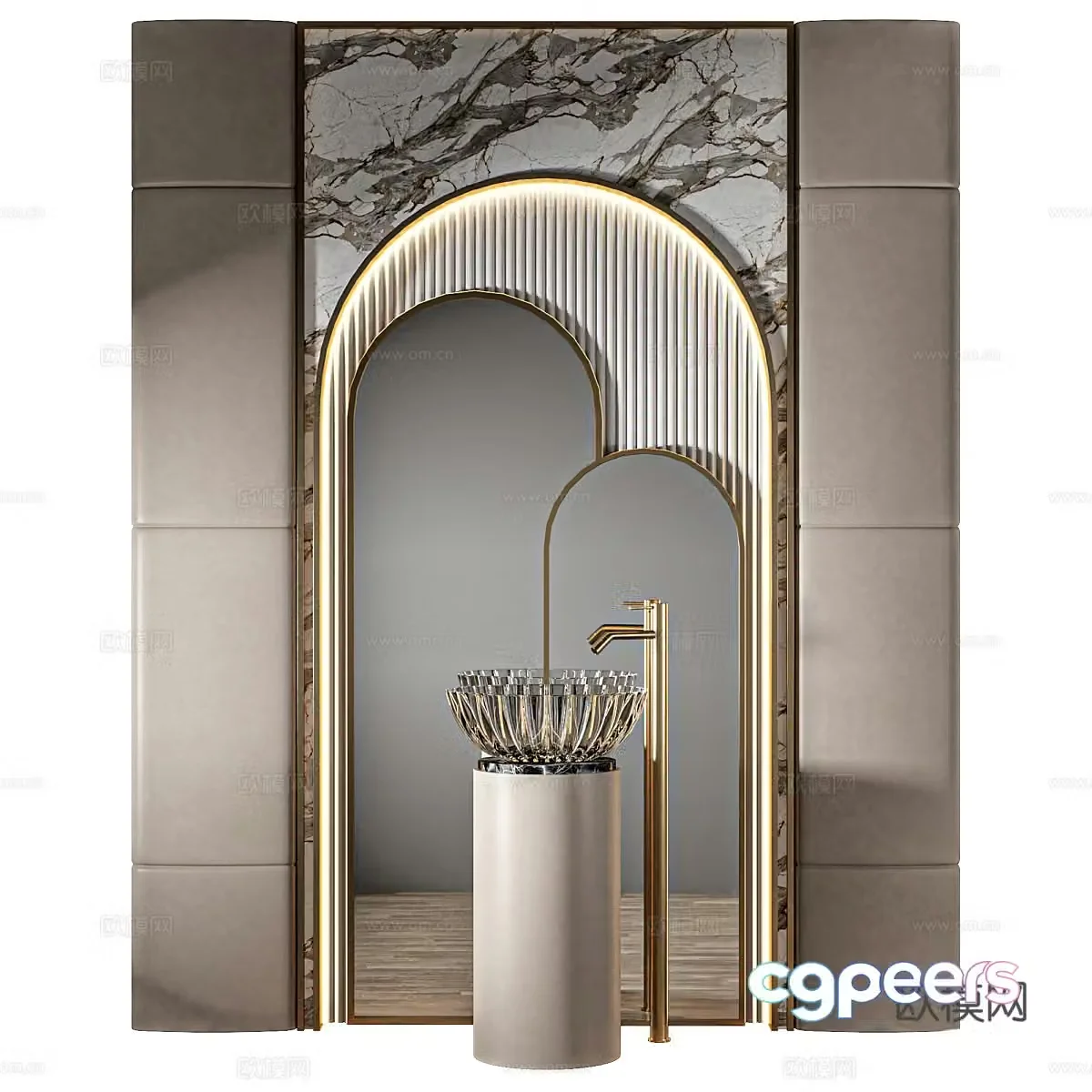 New Chinese style light luxury bathroom cabinet 3D model