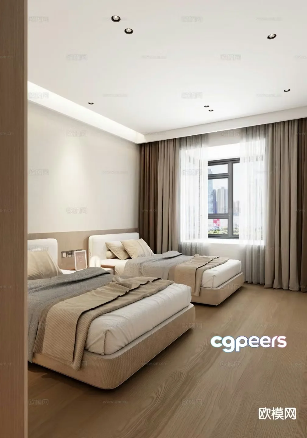 Modern double bed 3d model