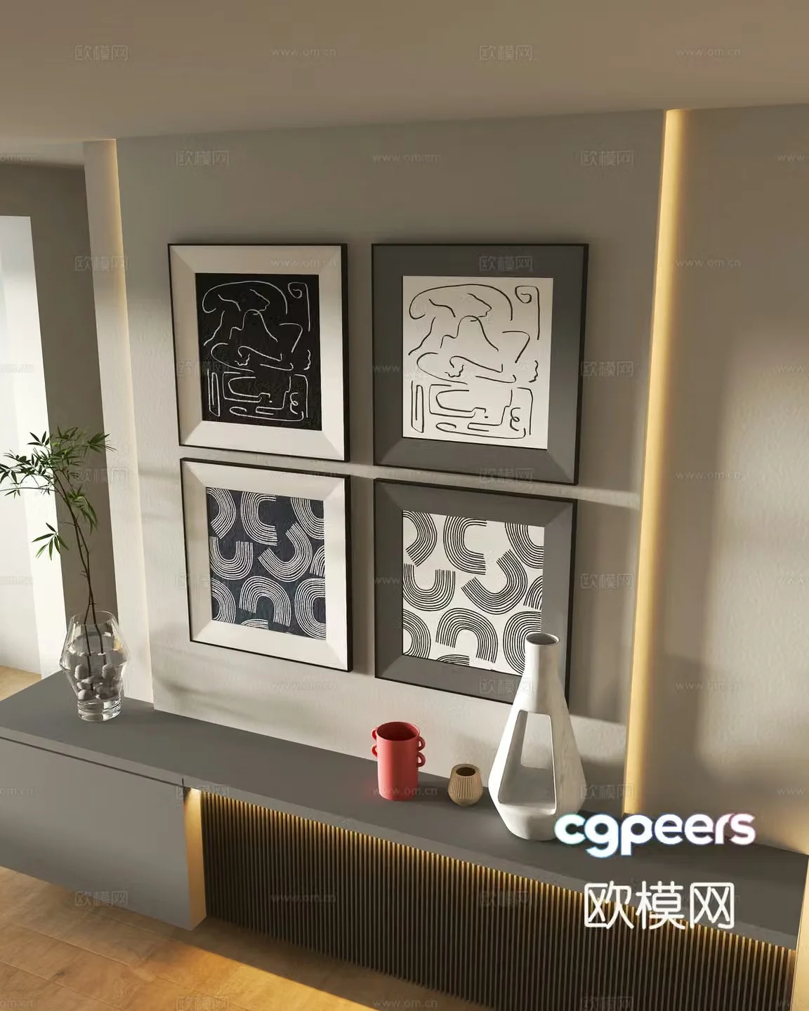 Modern decorative hanging paintings Decorative ornaments 3D model