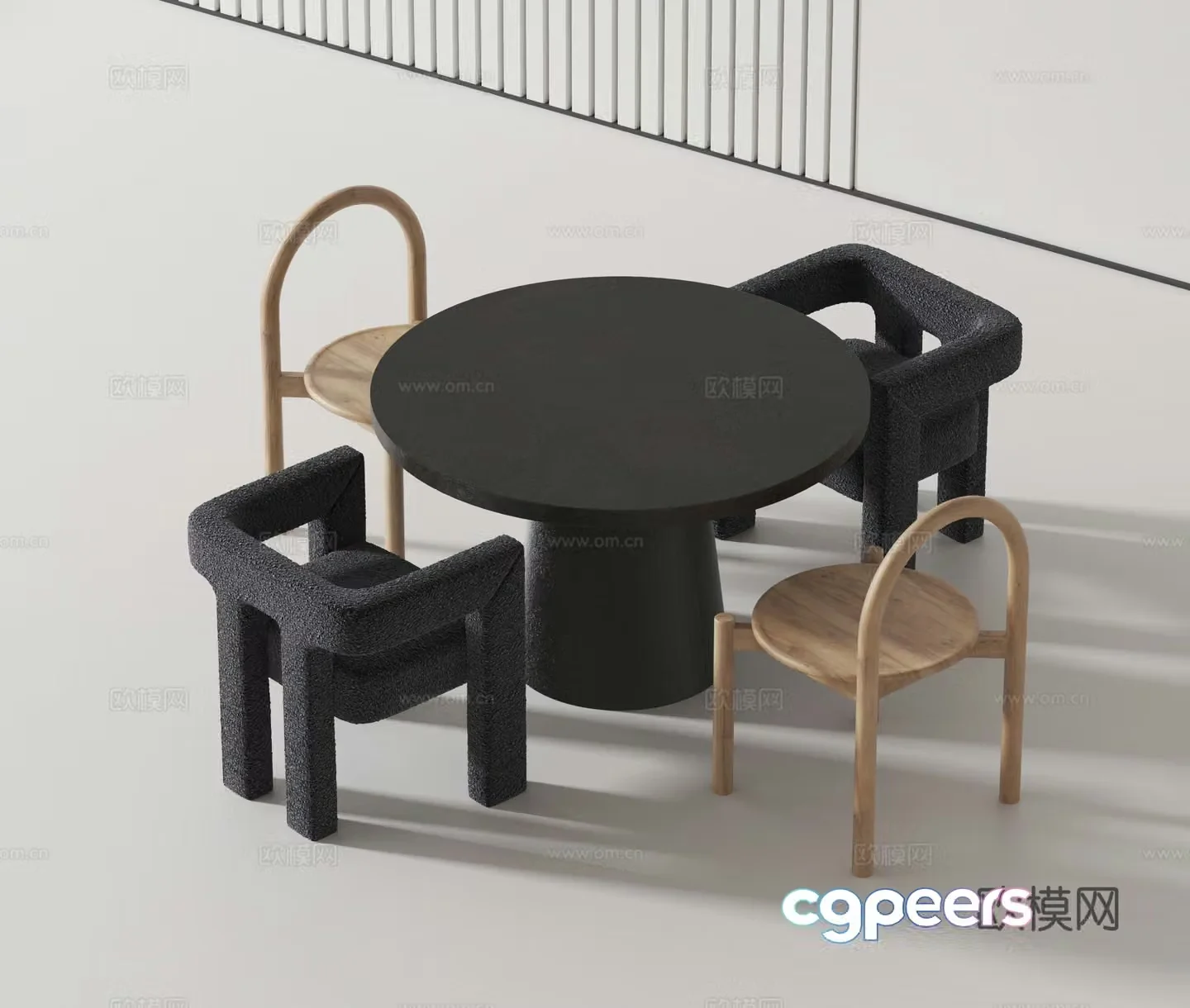 Modern casual table and chair 3d model
