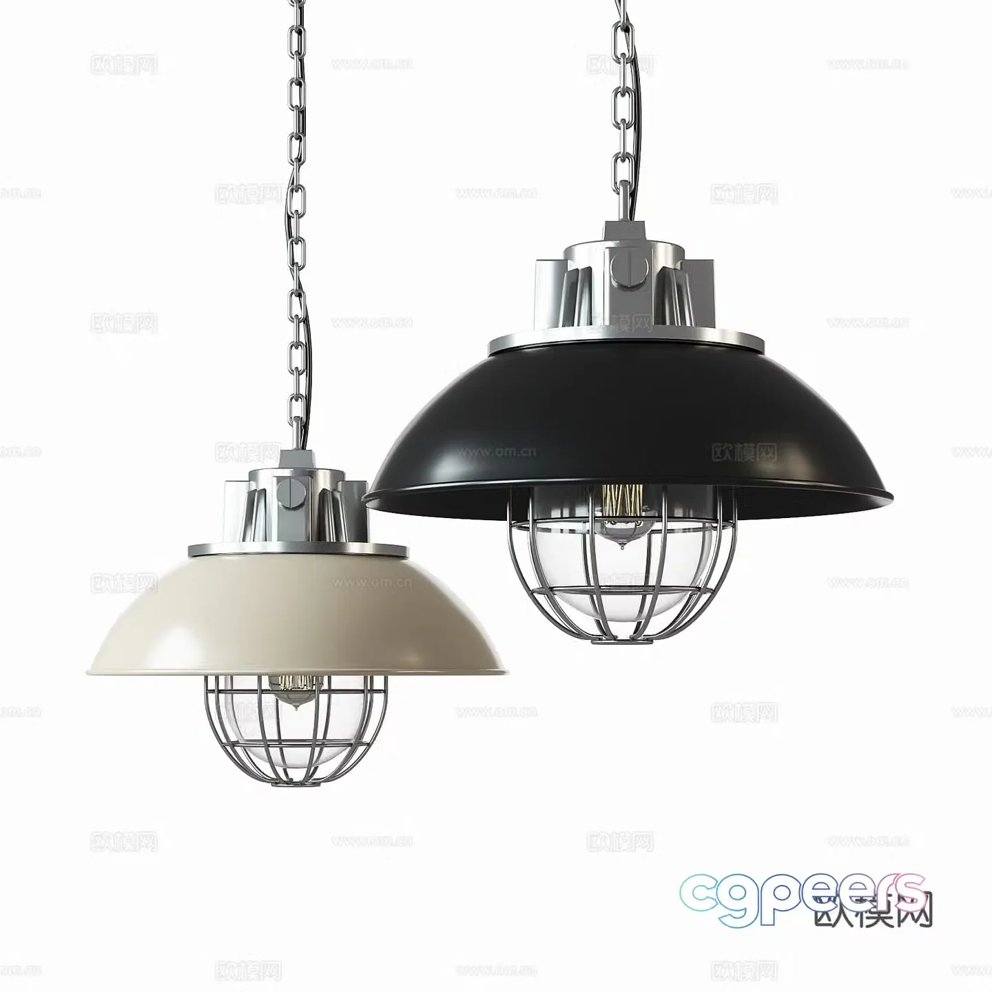 Industrial style metal chandeliers 3D model