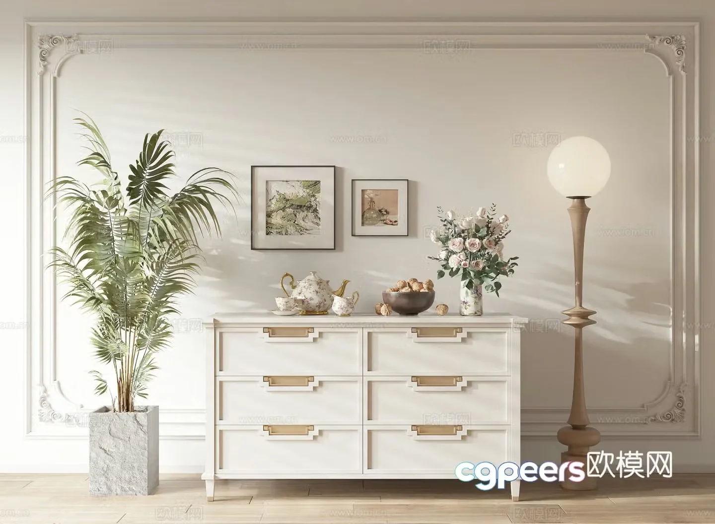 Low cabinet chest of cabinet decorative cabinet side cabinet floor lamp pot countertop ornament bookcase storage cabinet 3d model