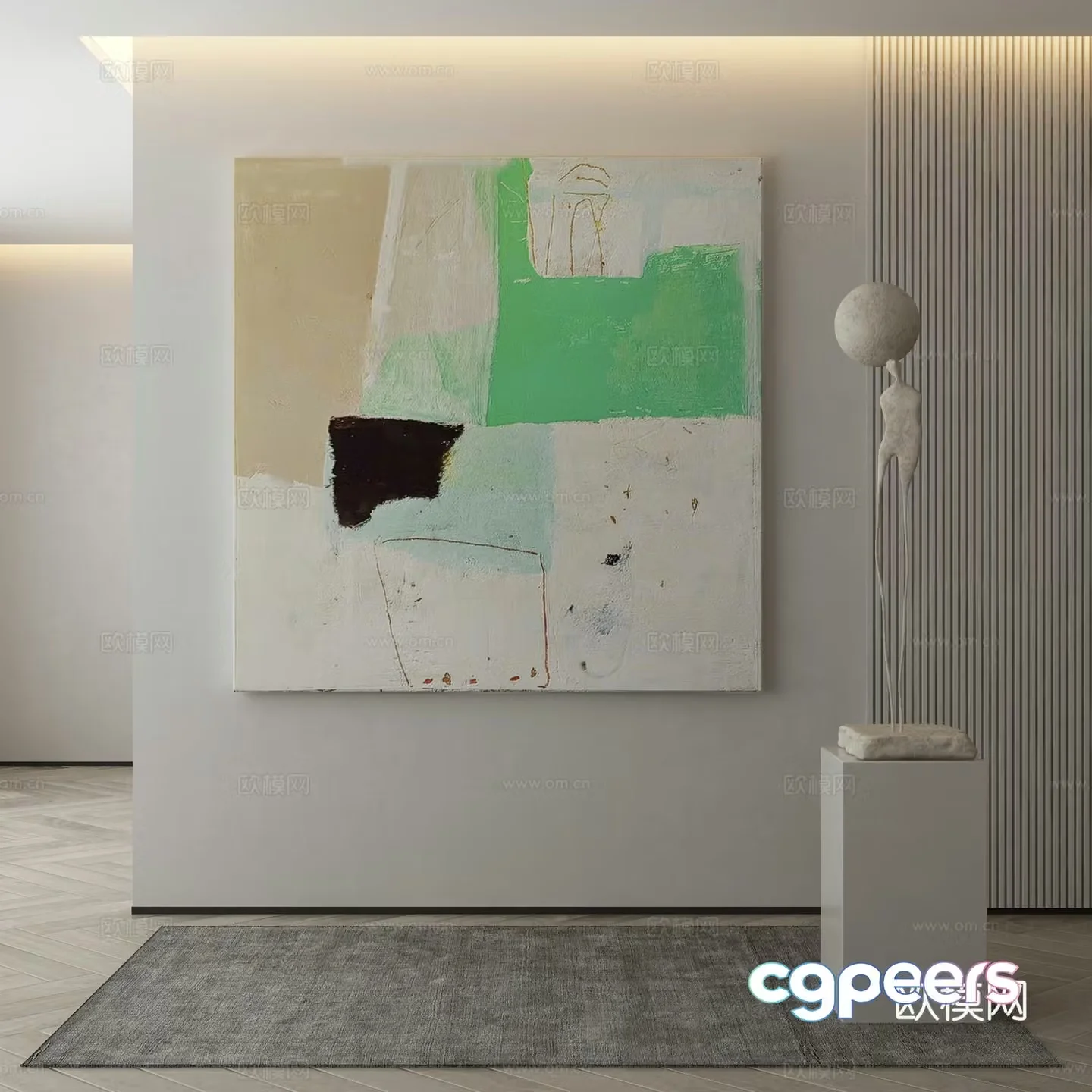 Modern Wasabi Hanging Painting Oil Painting 3D Model