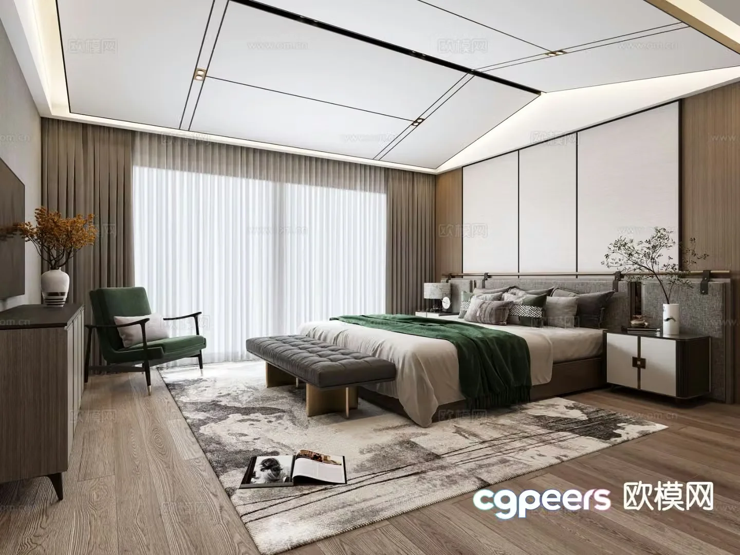 New Chinese style bedroom master bedroom 3d model