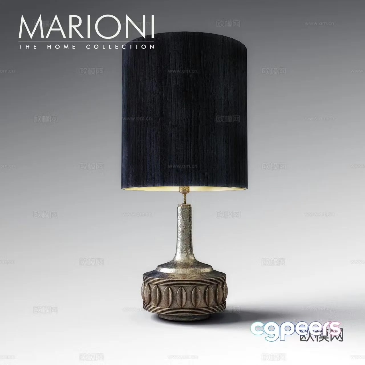 Modern Italian light luxury fabric desk lamp 3D model