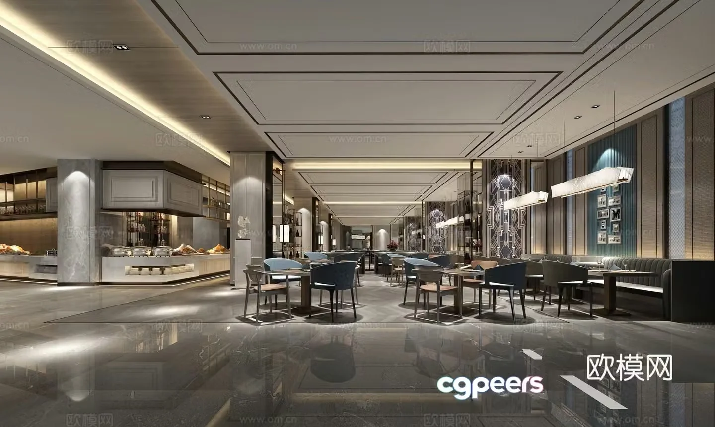 Buffet restaurant all-day dining restaurant 3d model