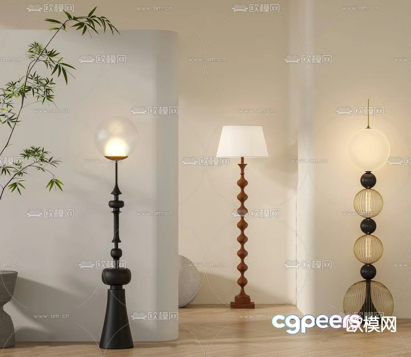 Medieval style floor lamp 3d model
