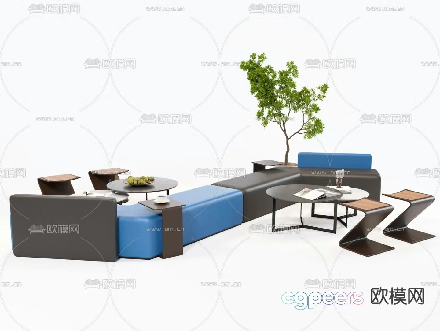 Office sofa lobby sofa special-shaped sofa 3D model