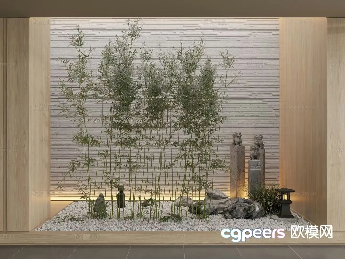 Bamboo green plants indoor landscape landscape sketch 3d model