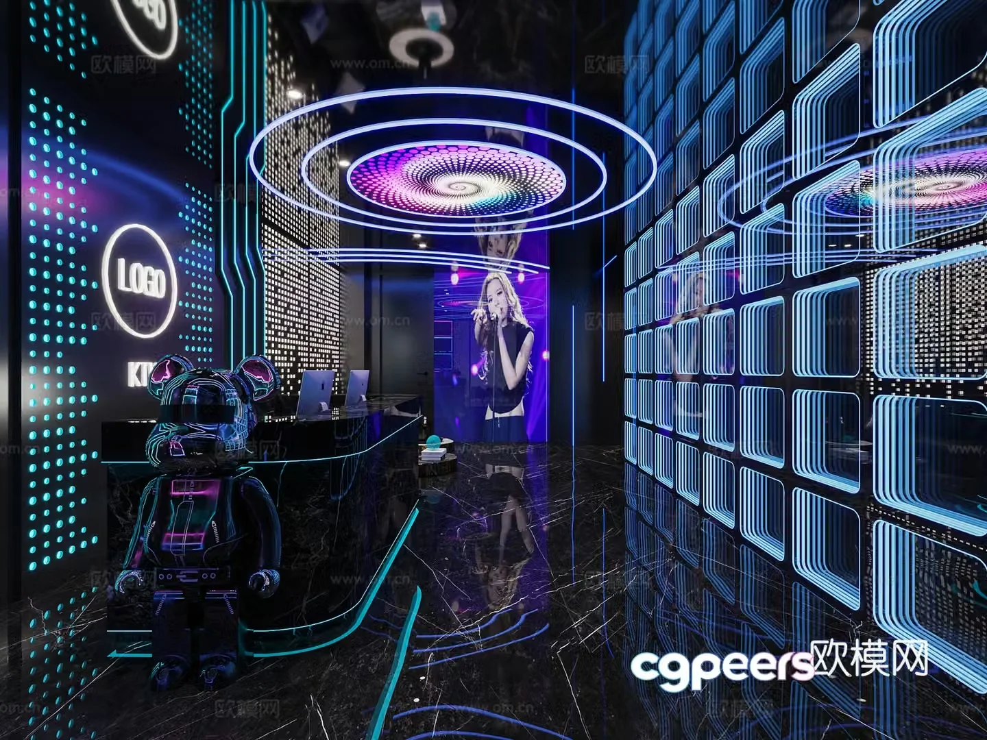Dynamic front desk hall ktv3d model
