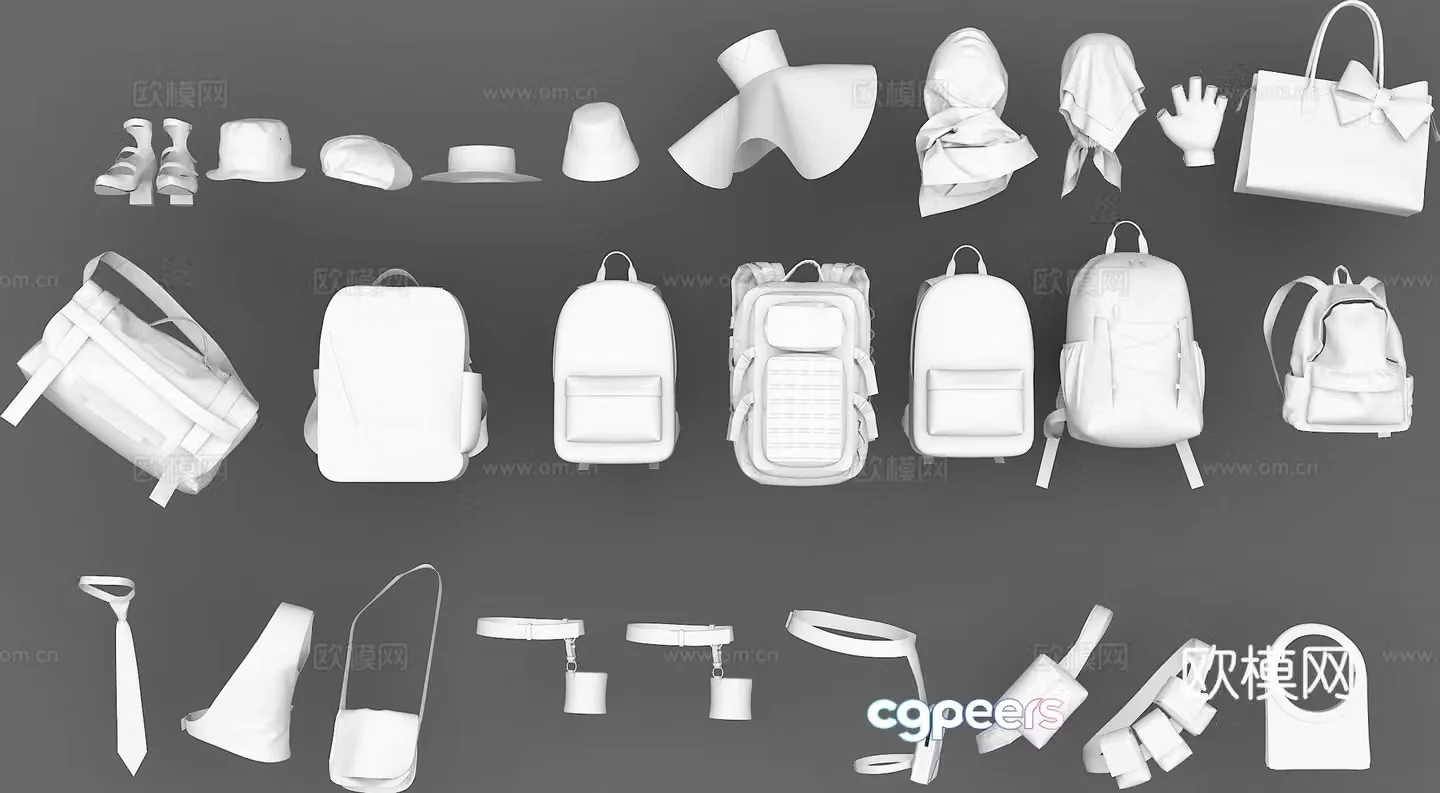bag backpack hat scarf backpack shoes fanny pack 3d model