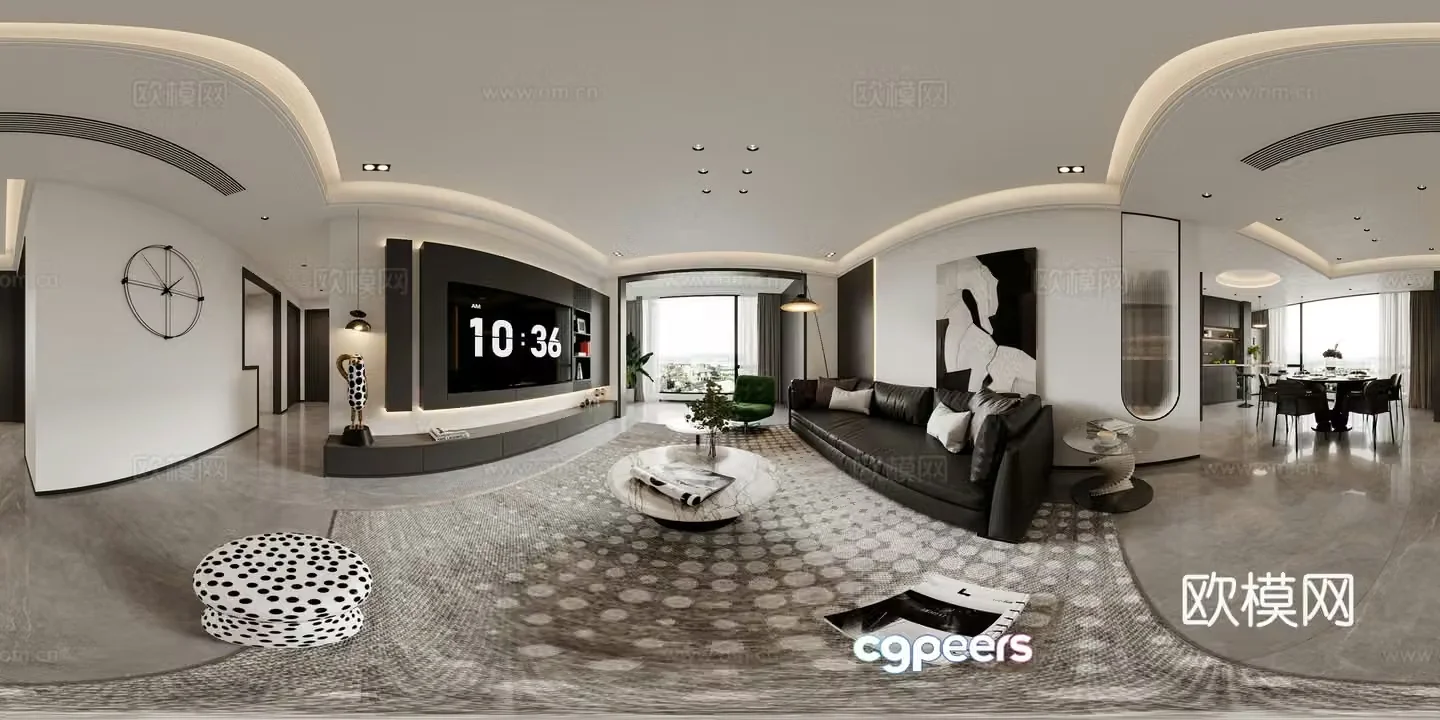 Modern guest restaurant cr panoramic 3d model