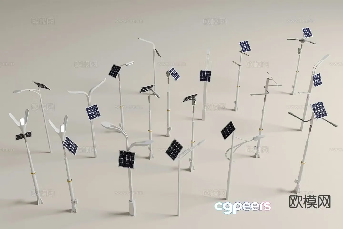 Modern solar street light outdoor light solar garden light 3d model