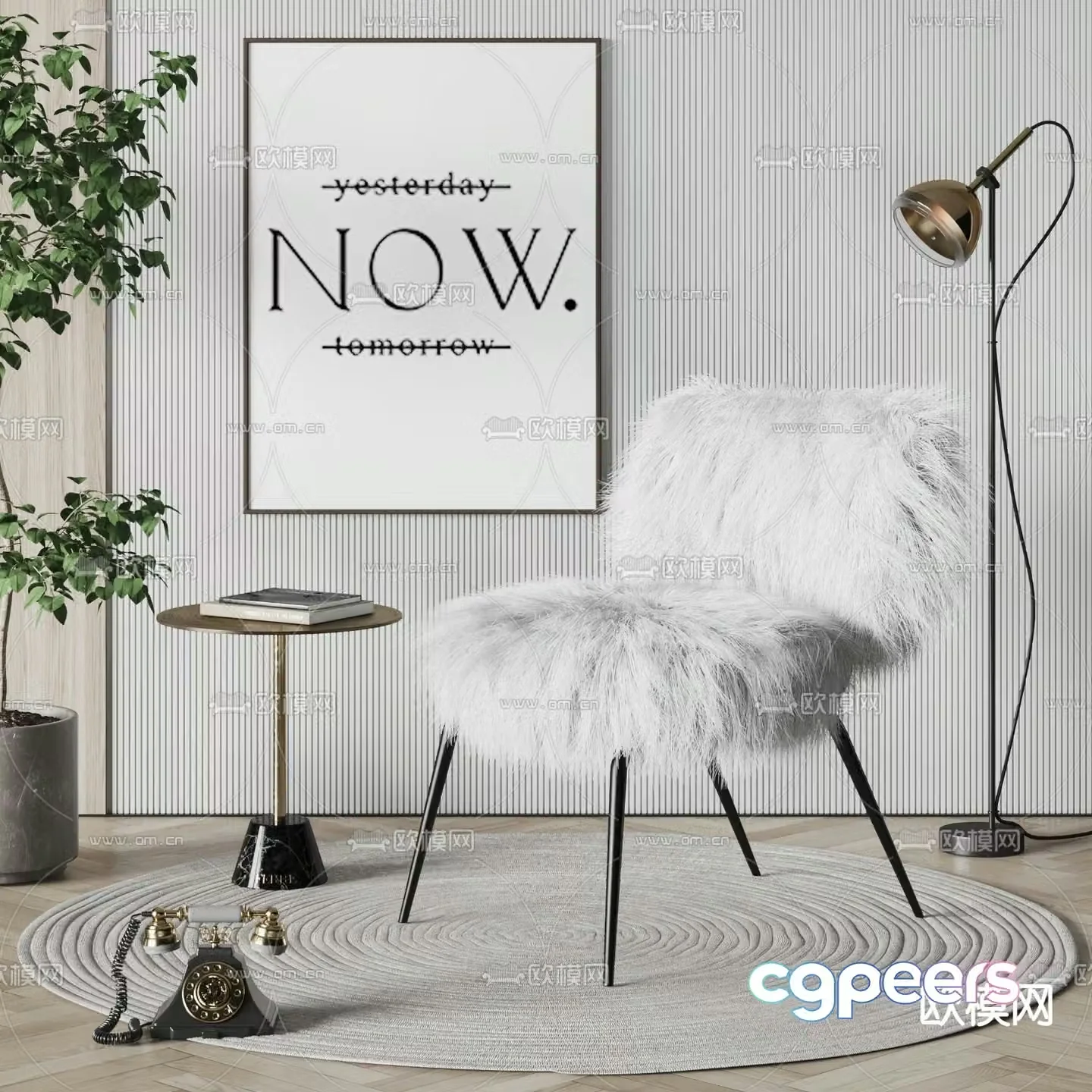 THONET plush chair leisure chair table 3d model