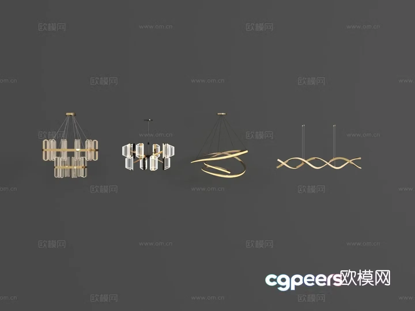 Light luxury crystal chandelier line chandelier 3d model