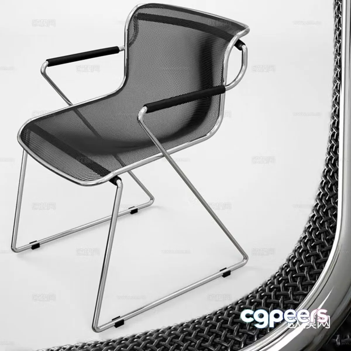 Modern stainless steel office chair 3d model