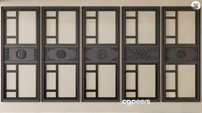 Four Decorative Wall Panels 3D Model – 9329 – VRAY Render