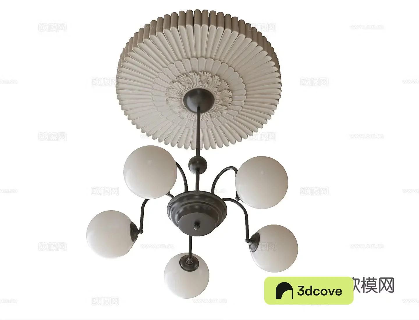 French multi-head chandelier carved lamp panel