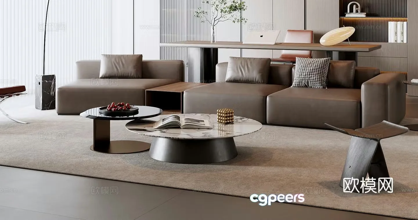 Italian sofa coffee table combination 3D model