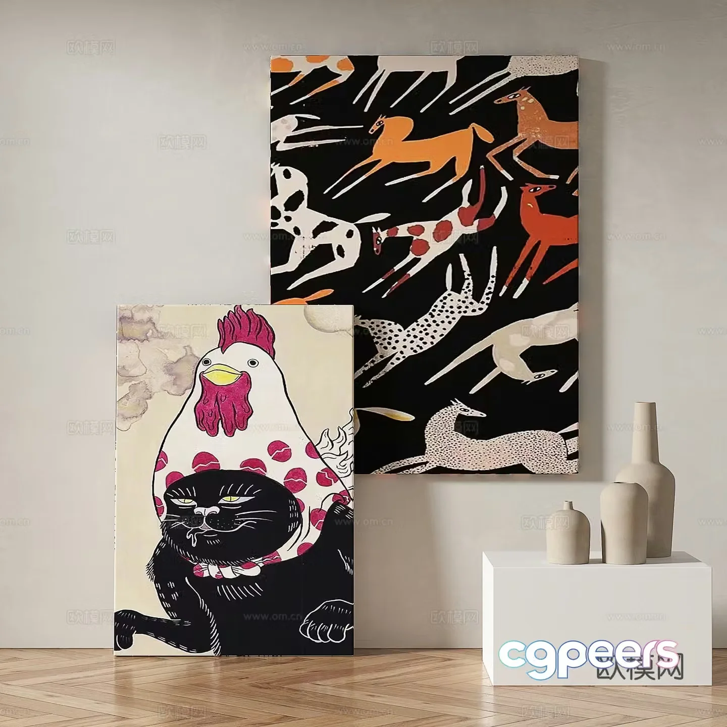 Modern abstract painting decorative painting 3d model