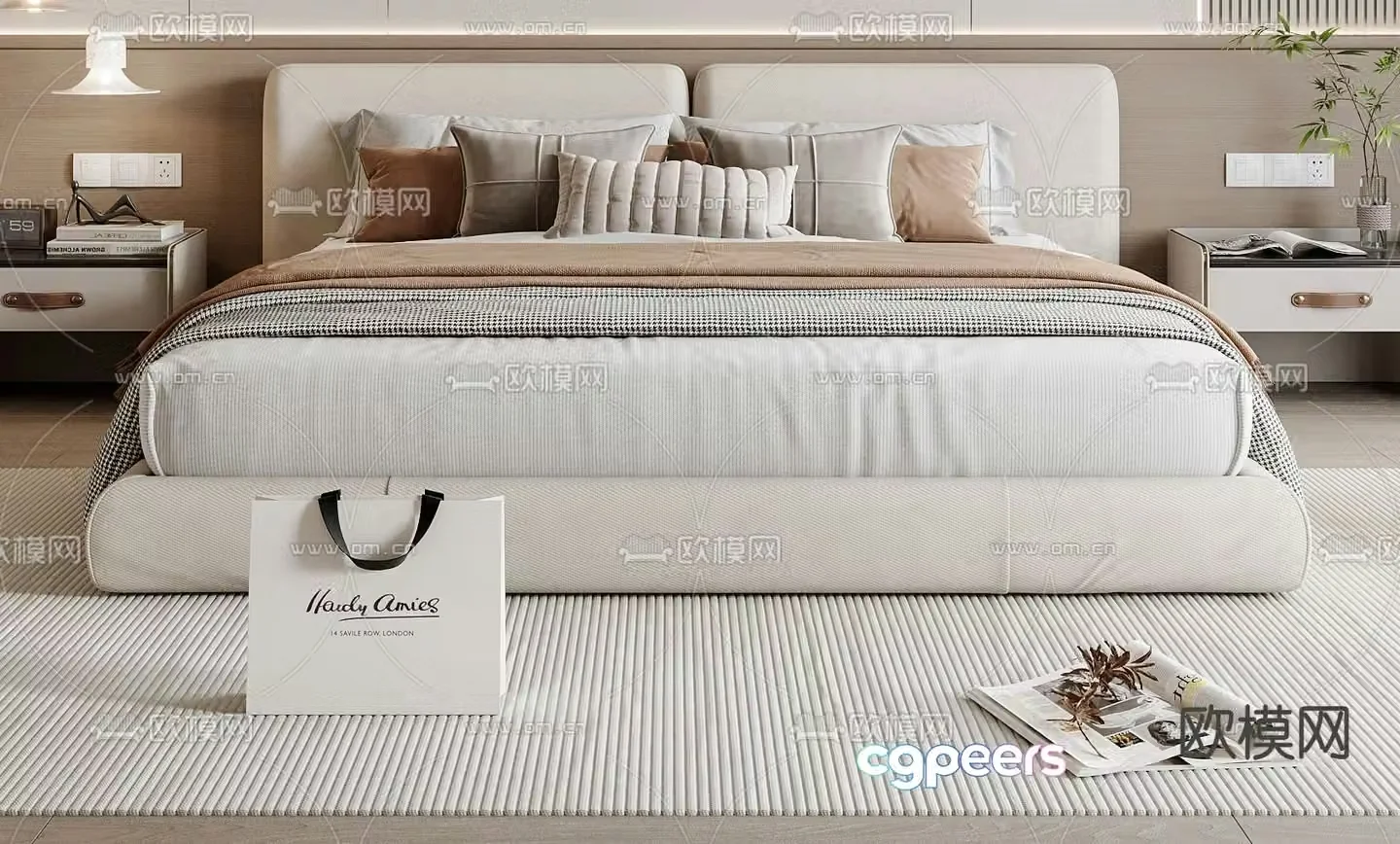 Modern double bed 3d model