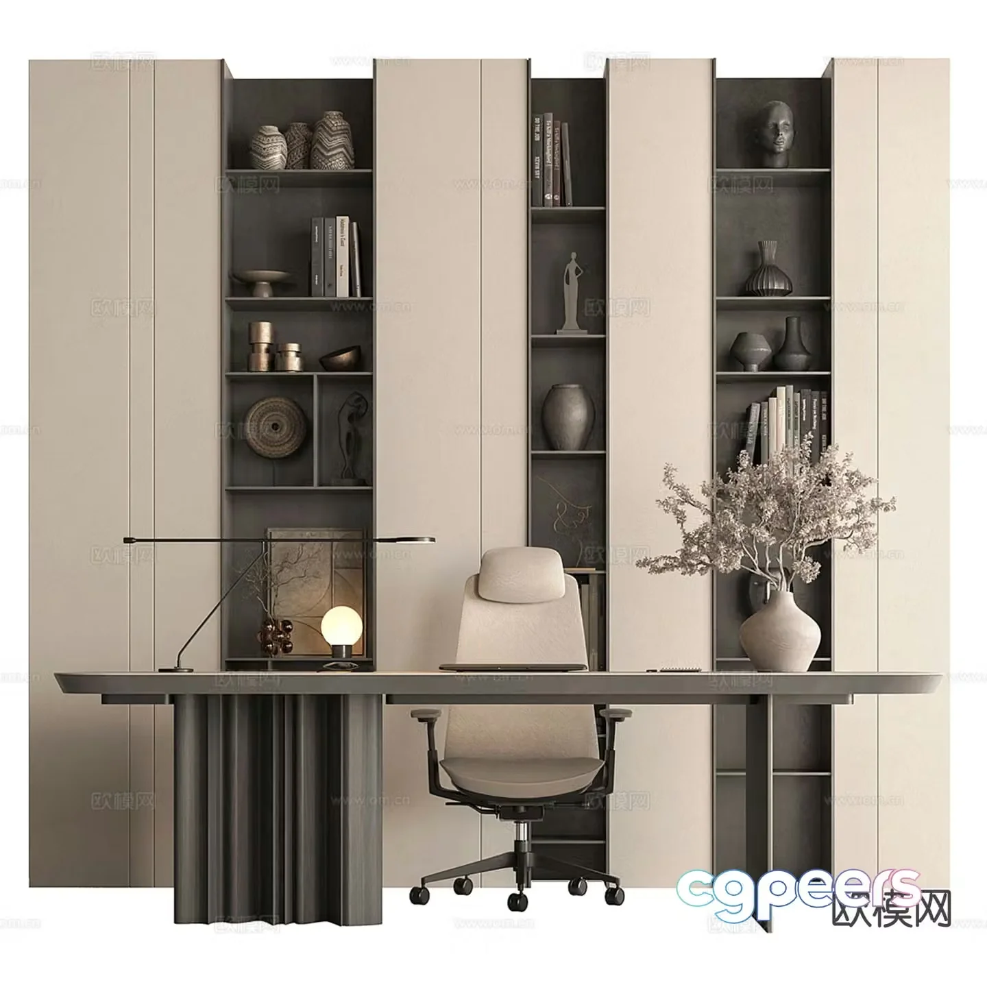 modern desk desk 3d model