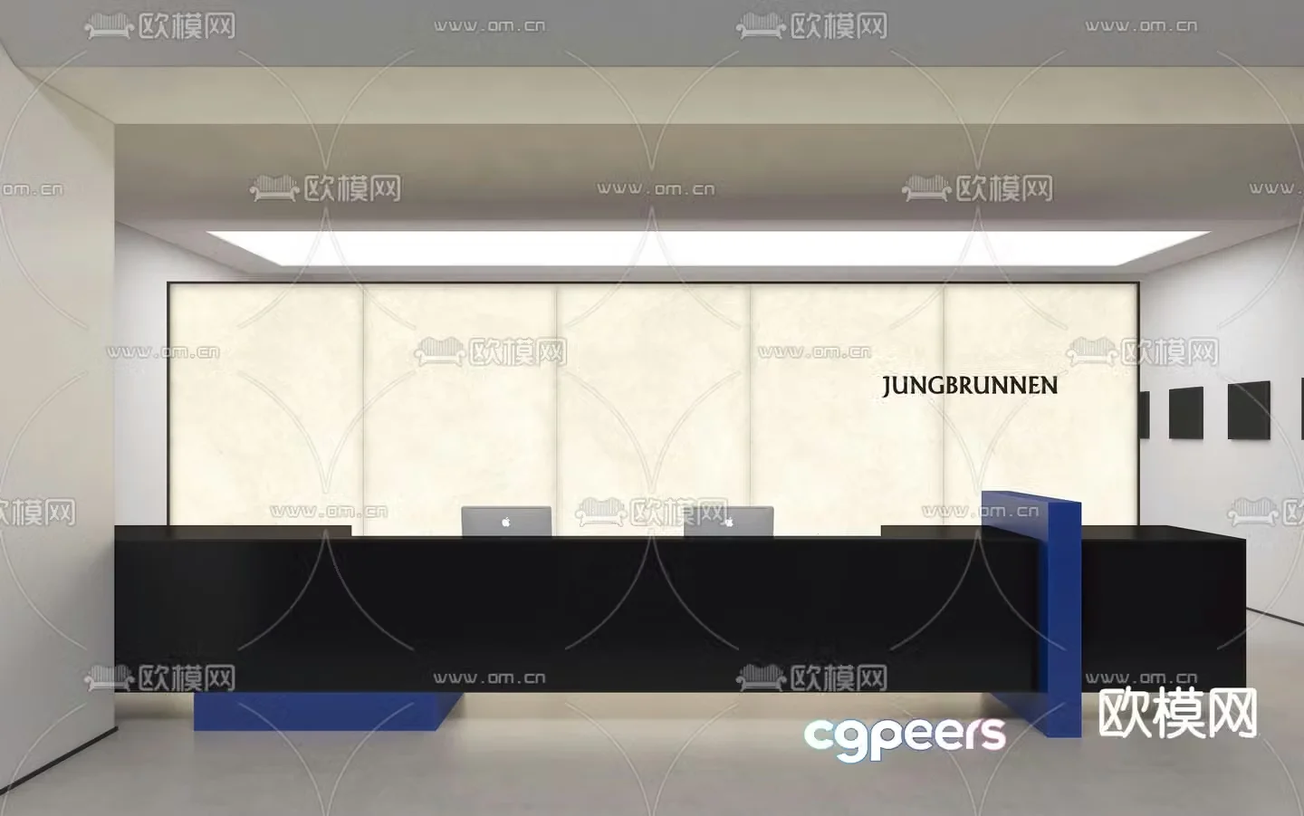 Modern front desk reception desk translucent background wall 3D model