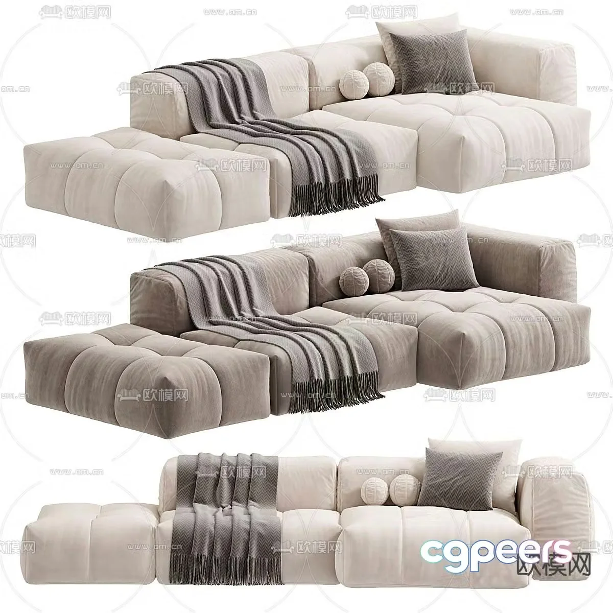 Modern multi-seater sofa 3d model