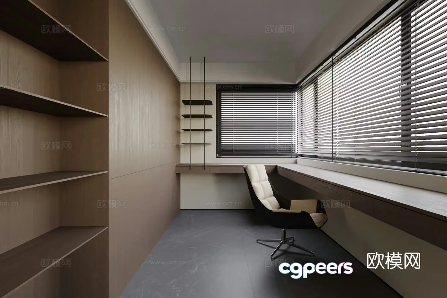 Modern study room 3d model