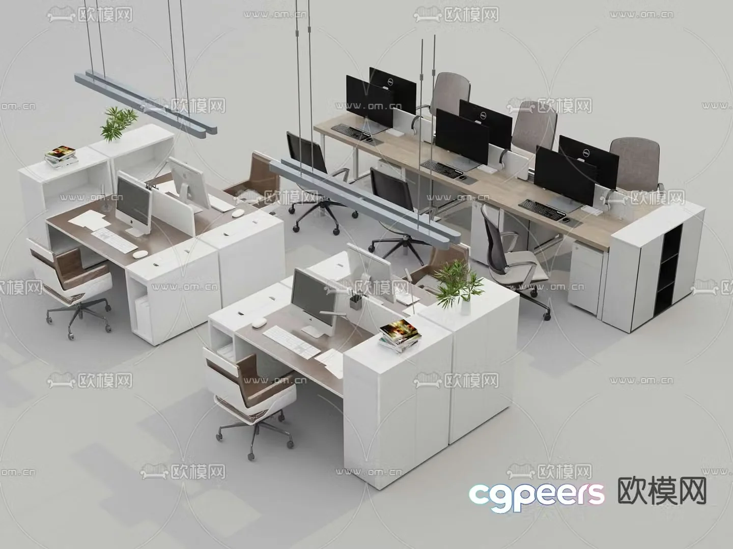 Card space desk work station staff station 3D model