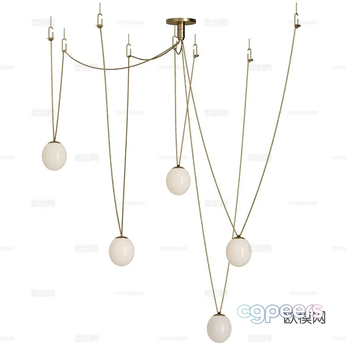 Modern Italian light luxury spherical glass decorative chandelier 3d model