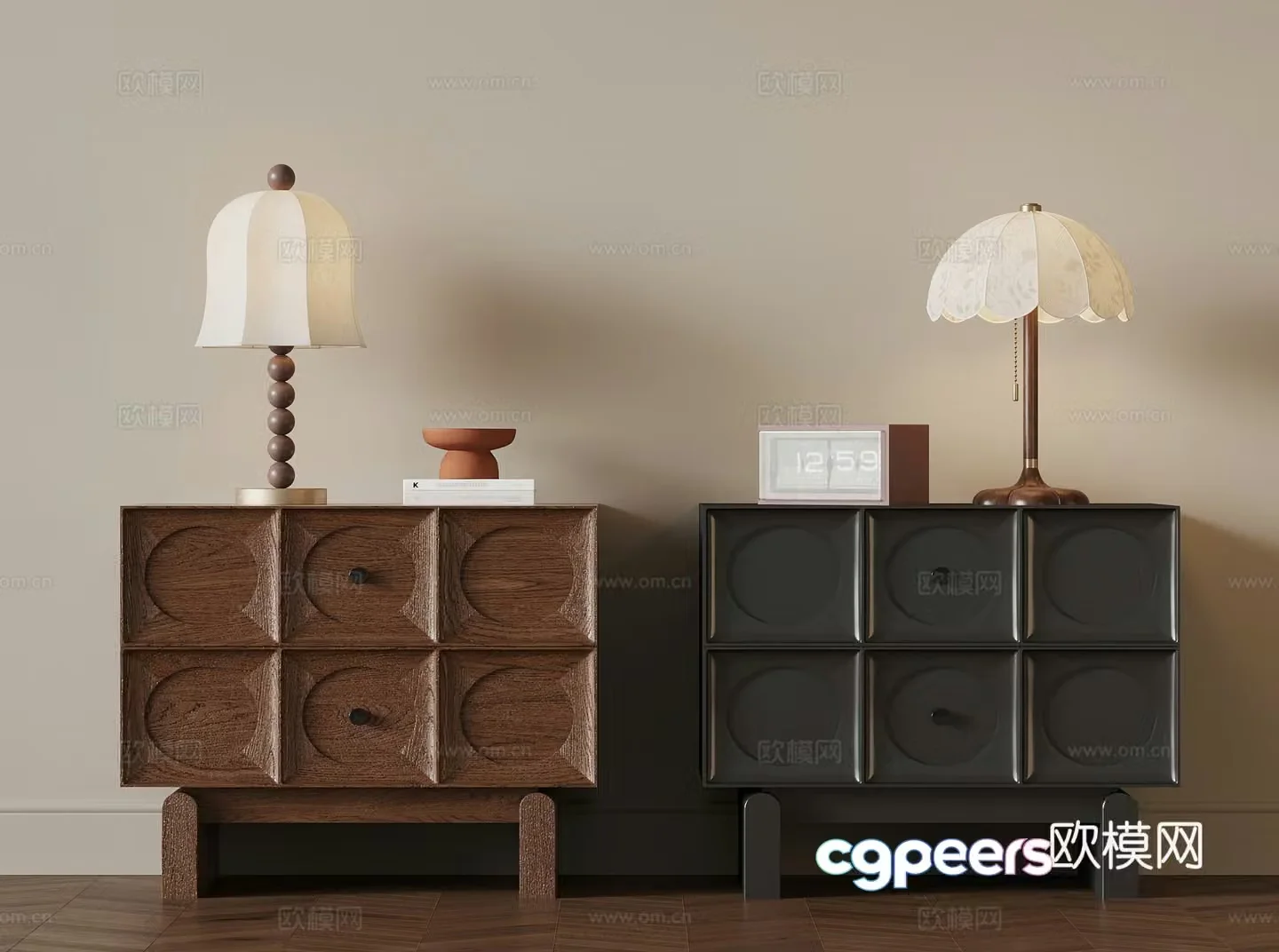 Middle-aged bedside table lamp 3d model