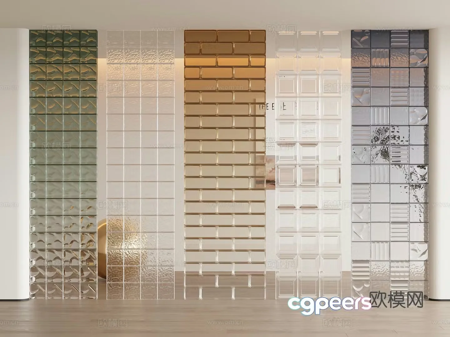 Modern glass brick partition 3d model