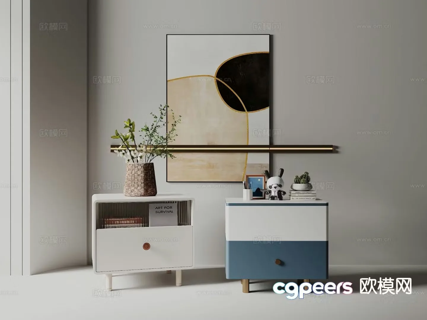 Nordic bedside table 3d model